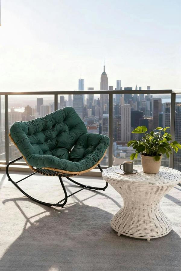 Living and Home Fleece Fabri Modern Rocking Chair with Cushion