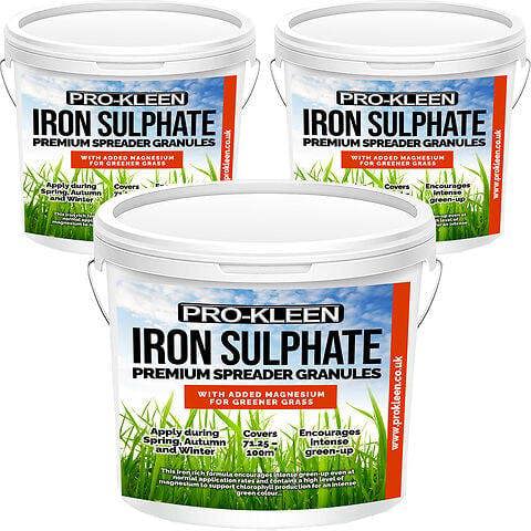 ProKleen Pro-Kleen Iron Sulphate Spreader Granules, Covers up to 100m2, For Grass Green Up, Ferrous Sulphate 3x2.5kg