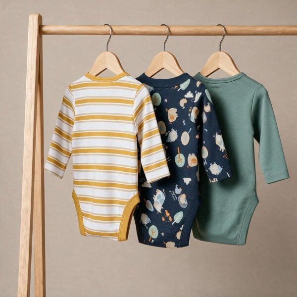 Mini Cuddles Farm Animal-Print Bodysuits (Multicolor), 3 Pack