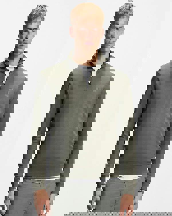 BOSS Orange Zetrust Mens 1/4 Zip Sweatshirt - Open Grey 076 - CHO - Designer Mens Sweatshirts