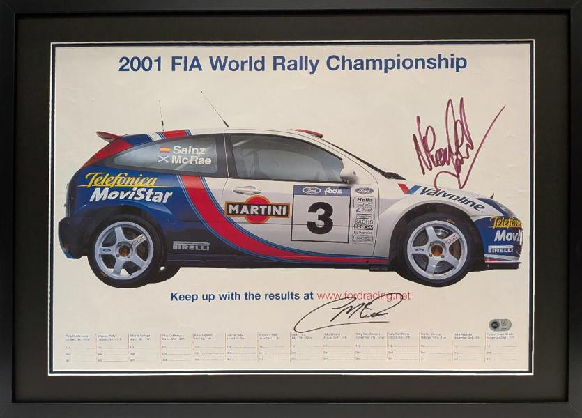 The Fan Cave Colin McRae & Nicky Grist Signed 2001 Ford Focus WRC Original Poster