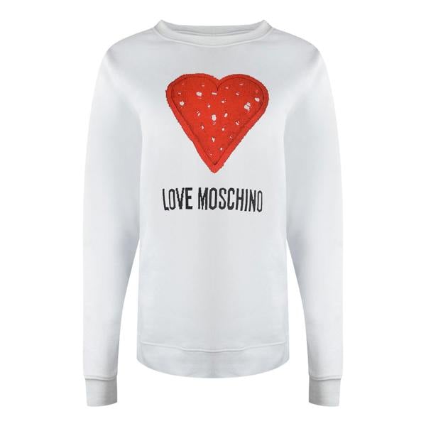 Moschino Love Moschino Large Bold Heart Logo White Sweatshirt