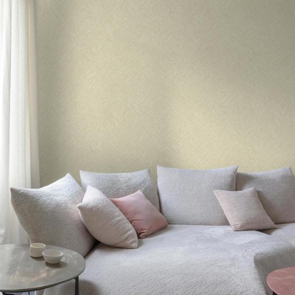 Grandeco Boutique Loni Geometric Natural Weave Luxury Weight Embossed Wallpaper, Oat