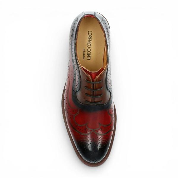 Laura Vita Lorenzo Conti Men's Red Black Leather Brogue Oxford Dress Shoes - Ayan-01