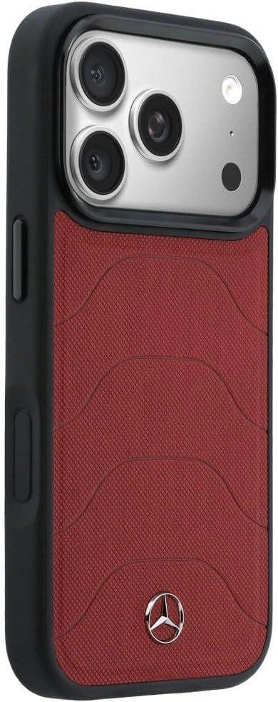 Mercedes Benz Bow Line Leather Case with MagSafe for iPhone 17 Pro 6.3" Red - MEHMP17L25PMERCR