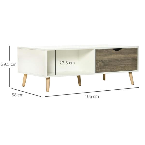 Wyld Haus Nanola Wood White  and Grey Coffee Table With 2 Drawers