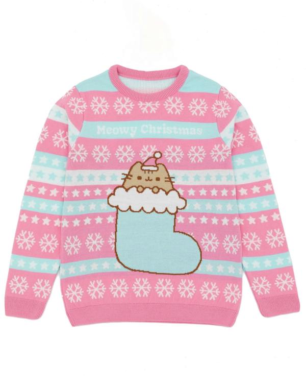 Pusheen Girls Pink Christmas Stocking Christmas Jumper