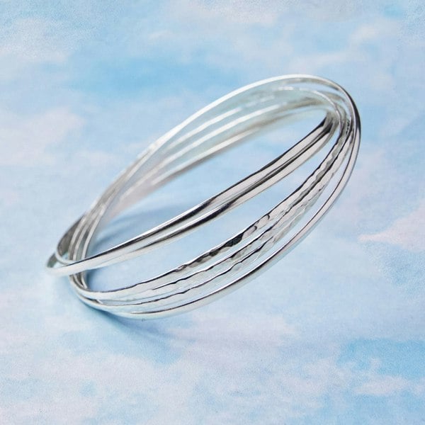 Russian Multi Band Sterling Silver Bangle - Otis Jaxon Silver Jewellery