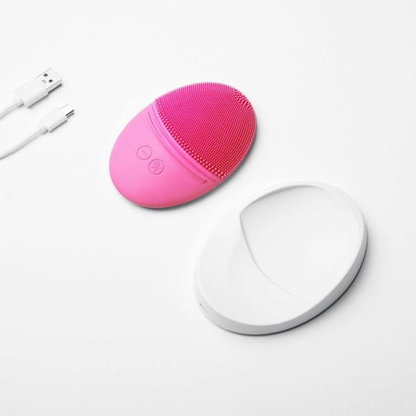 Aquarius Compact Portable Waterproof Facial Exfoliator for Women Pink Cleansing