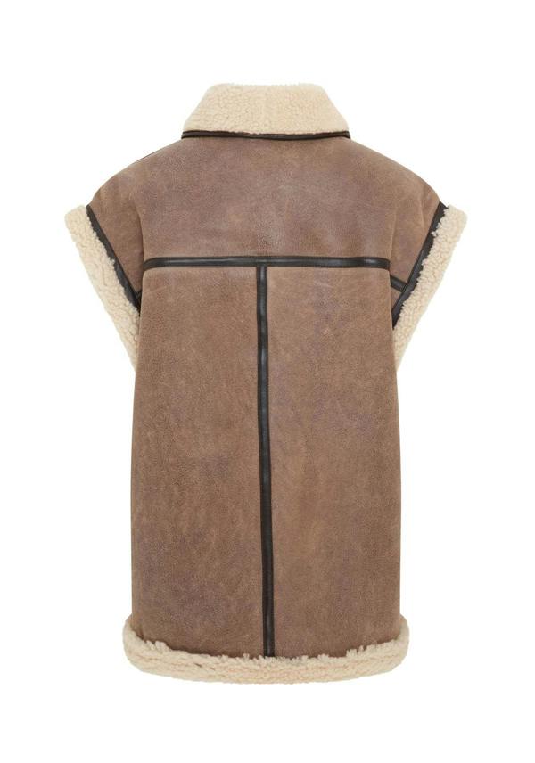 Infinity Leather Womens Brown Aviator Shearling Leather Gilet - Chevak