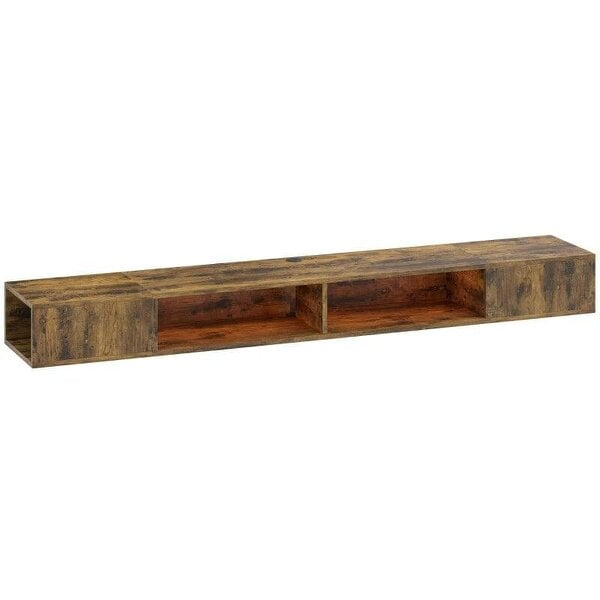 Wall Mounted TV Stand with RGB LED Lights, Floating Entertainment Centre for 75 Inch TV, Rustic Brown