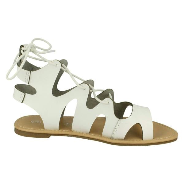 Spot On Ladies Spot On Lace Up Leg Flat Gladiator Sandals