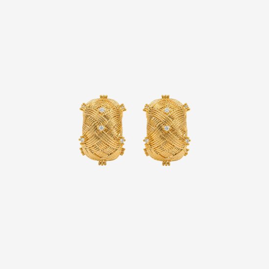 Uchi & Soto Kin Woven Stone Hoop Earrings