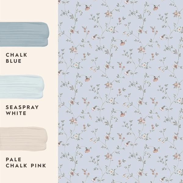 Laura Ashley Leonie Trail Chalk Blue Wallpaper