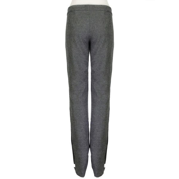 MONSE runway collection grey trousers pants with bib front and regimental stripe pattern
