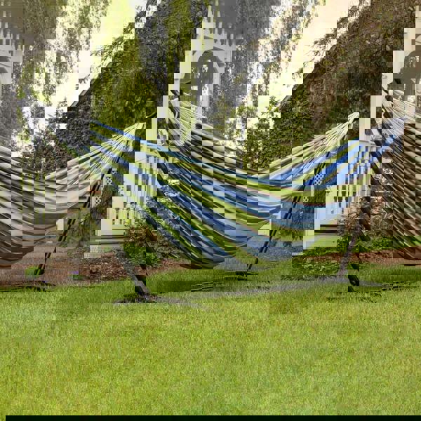 Vivere Double Cotton Hammock with Stand (250cm) - Oasis