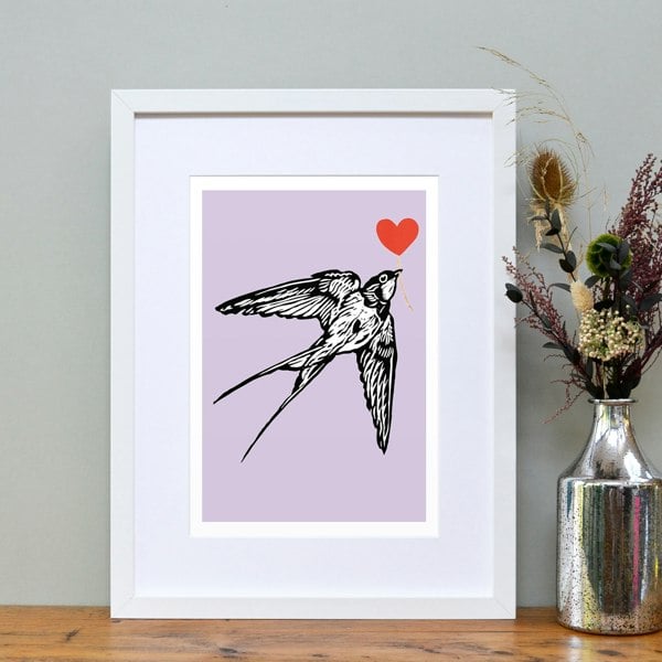 Hands & Hearts Swallow feathered friends print