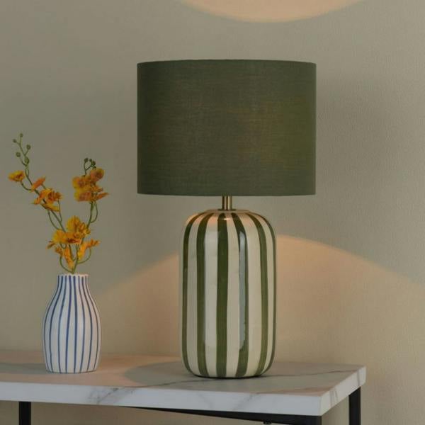 Pagazzi Lighting Zella Green Striped Table Lamp