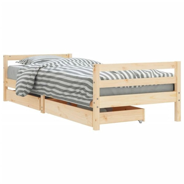 Berkfield Kids Bed Frame with Drawers 80x200 cm Solid Wood Pine