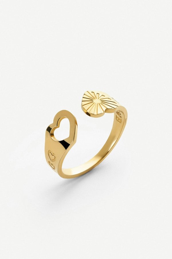 Elk & Bloom Double Love Dainty Hearts 14K Gold Ring