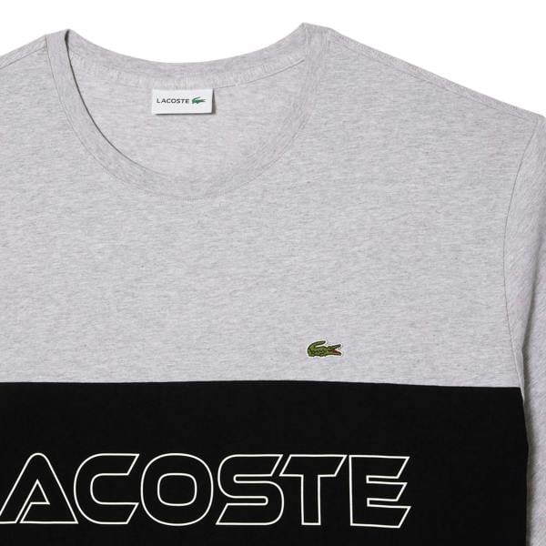 Lacoste Mens Colour Block Heavy Cotton Fitted T-Shirt - Grey - 