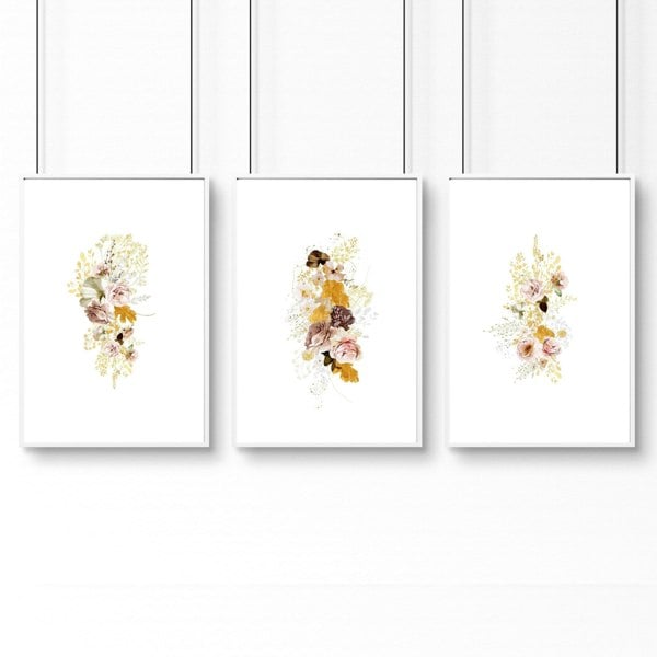 Artwork for a living room | set of 3 Shabby Chic wall art prints