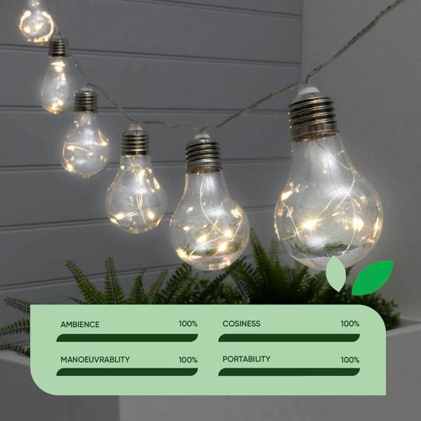 Gardenwize 10-Piece Solar String Lights – 2m Micro LED Bulb Lights