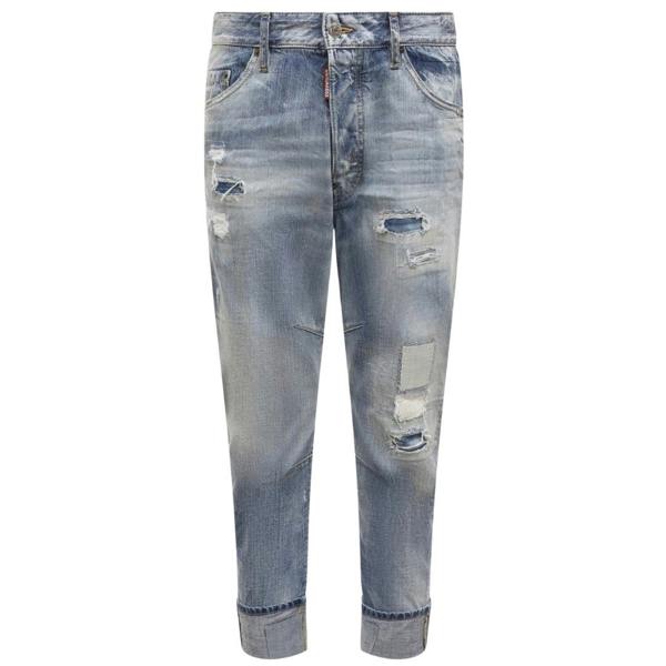 DSQUARED2 Worn Patchwork Relaxed Fit Blue Jeans W34