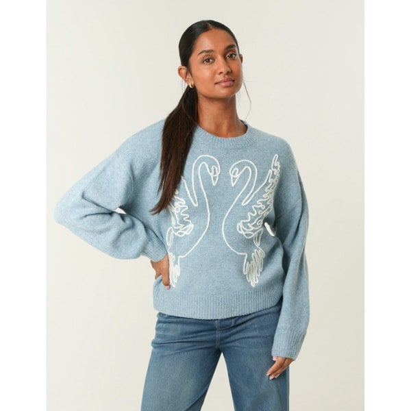 Blue Vanilla Embroidered Design Jumper