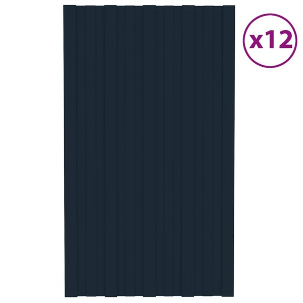 Berkfield Roof Panels 12 pcs Galvanised Steel Anthracite 80x45 cm