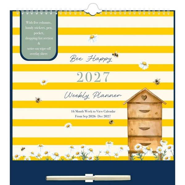 Bees & Flowers Week To View Family Planner 2027, Family Planners, Week To View, Art, Gift