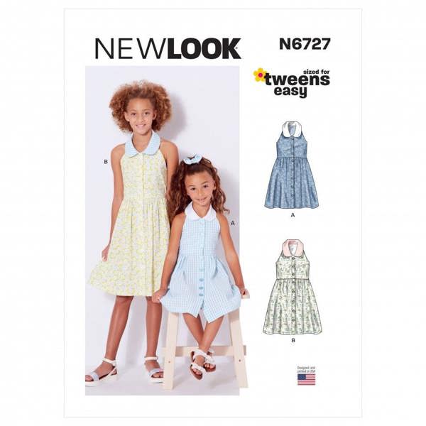 New Look Sewing Pattern 6727, Dresses for Kids, Teenagers, A (3-4-5-6-7-8-10-12-14) - Easy