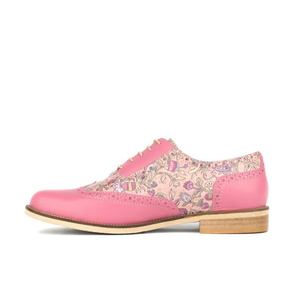 Embassy London Vivienne - Pink Paisley - Women's oxford lace-up shoe with brogue details
