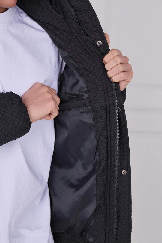 Quilted Puffer Jacket – Zip & Button Fasten
