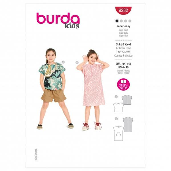 Burda Sewing Pattern 9282 Tops and Dresses For Kids, 104 to 140 - Easy