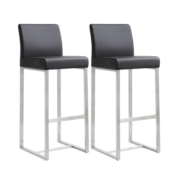 Furniture Edit Denmark Black Stainless Steel Barstool Set of 2