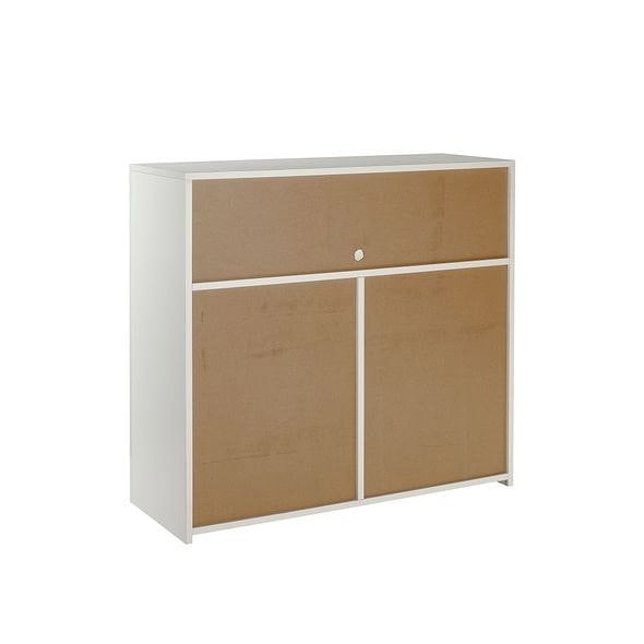 MMT Furniture Designs Modern White/Black Matt Gloss Buffet Sideboard Cabinet with LED Lights