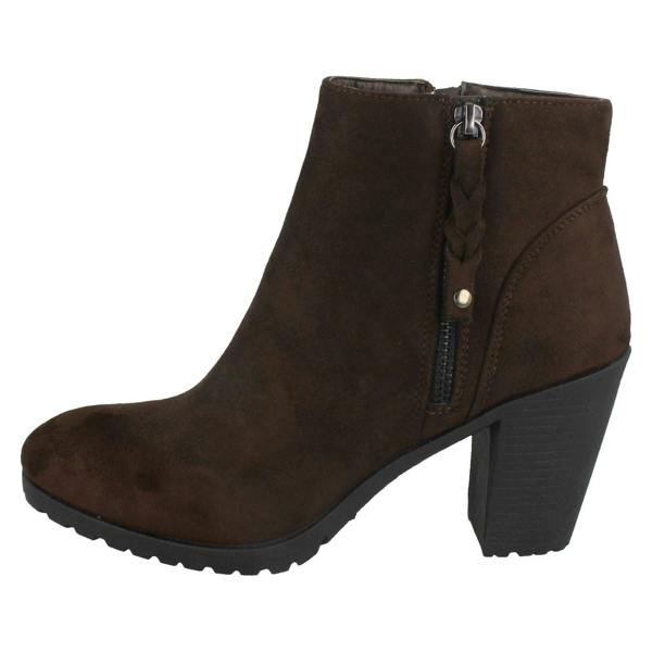 Spot On Ladies Spot On Ankle Boots With Zip Detail