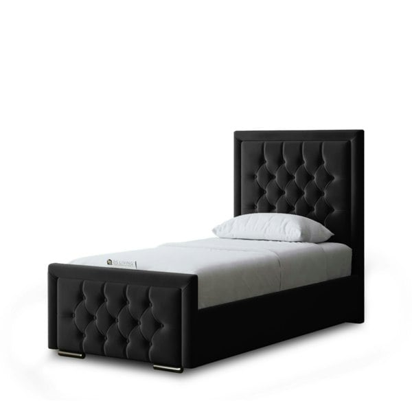 DS Living Allegra Divan Bed with Upholstered Headboard - Black - Single / 3ft