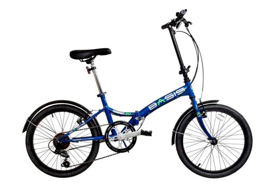 Basis Bikes Basis Compact Folding Commuter Bicycle, 20" Wheel, 6 Speed - Metallic Royal Blue