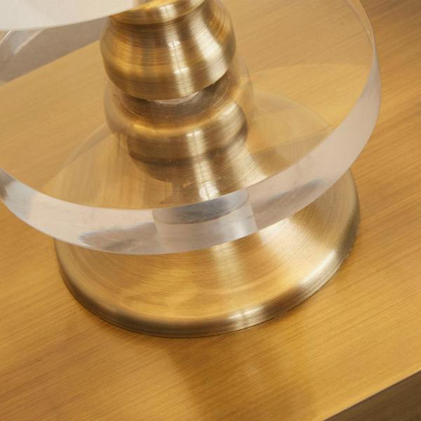 Lighting Collection Contemporary Gold Base Table Lamp with Decorative Clear Disc