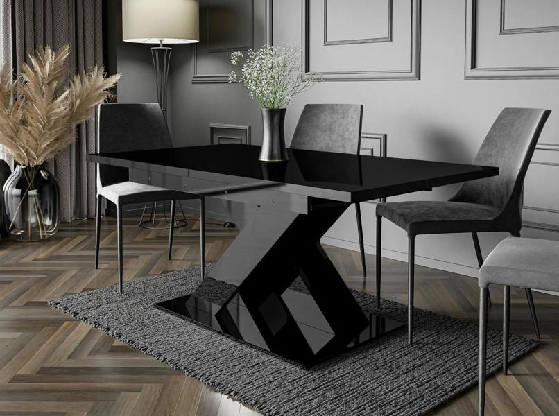 PHD Furniture BRONX Extendable Dining Table 140–180cm – Black Gloss