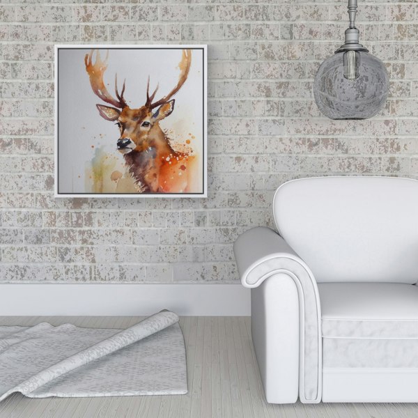 Warren Reed Majestic Stag Watercolour Framed Canvas