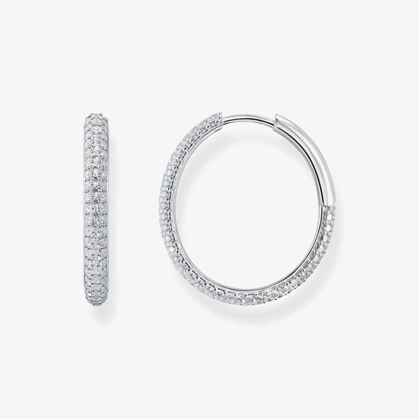 THOMAS SABO Sterling Silver 24.5mm Zirconia Hoop Earrings CR732-051-14