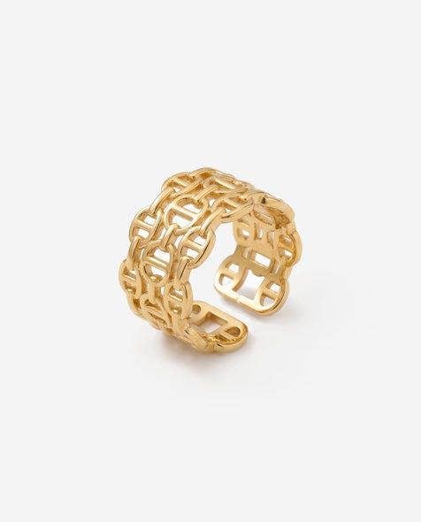 Elk & Bloom Chunky Intertwined Link Chain 14K Gold Ring