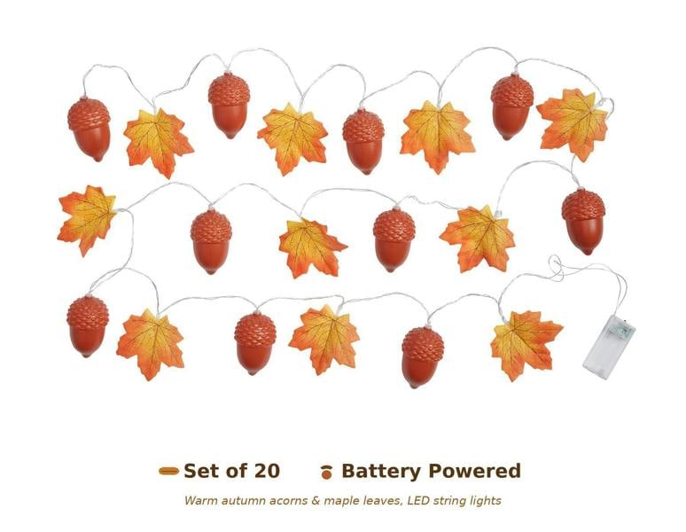 Scotts of Stow Acorn Leaf String Lights  Set of 20