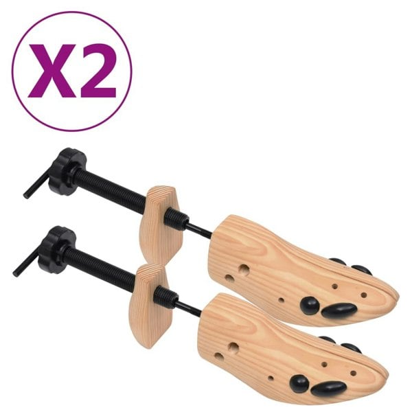 Berkfield Shoe Trees 2 Pairs Size 41-46 Solid Pine Wood