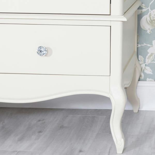 Statement Furniture Juliette Large 3 Door Wardrobe. French Style Triple Wardrobe with Crystal Handles