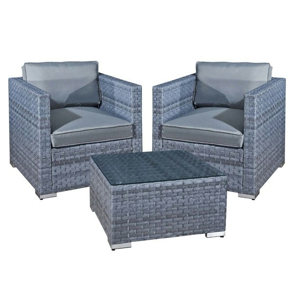 Oseasons Malta Rattan 2 Seat Tea for Two Set in Ocean Grey