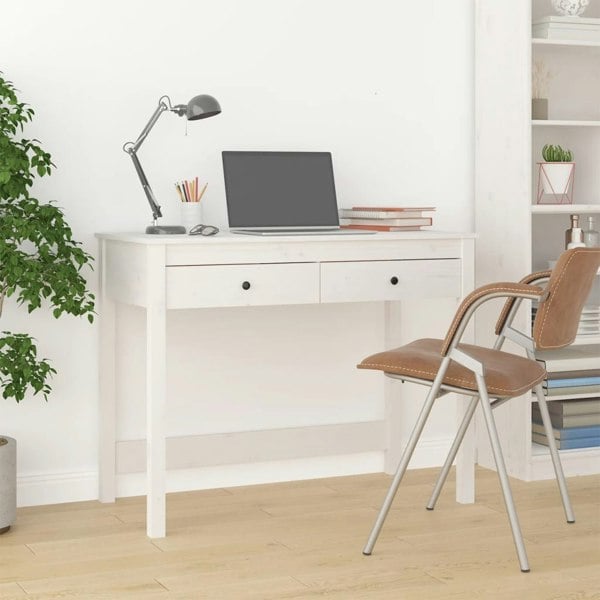 Berkfield Desk with Drawers White 100x50x78 cm Solid Wood Pine